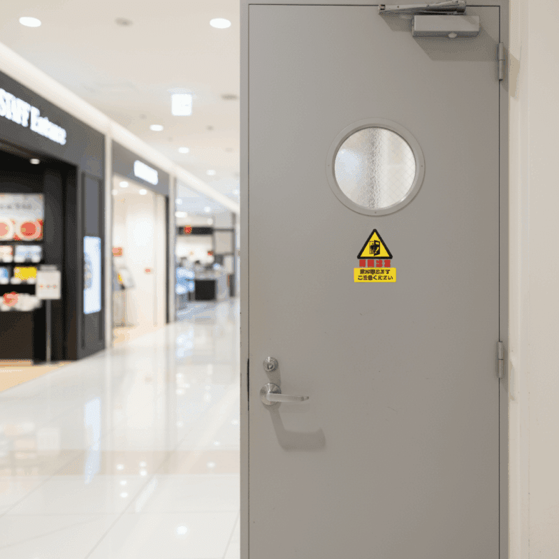 ショッピングモールの店舗内のスタッフ出入り口のドア