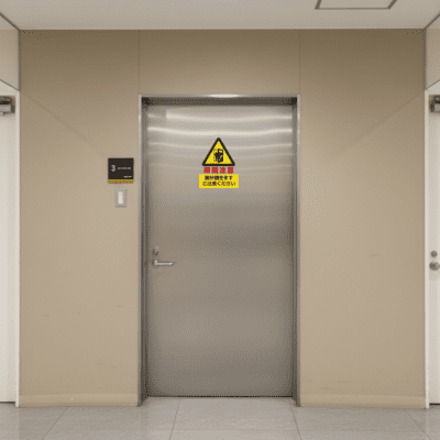 工場・倉庫のドアの注意サイン販売